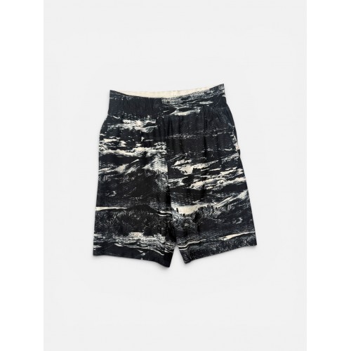 Μαύρη–Λευκή Βερμούδα με Landscape All-Over Print